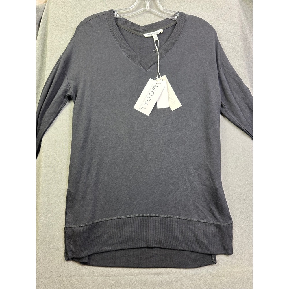 Workshop Republic Clothing Women's Charcoal Gray Modal V-Neck Tunic Top XS NWT